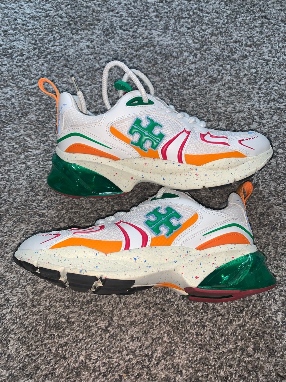 Women Tory Burch Good Luck Trainer Multi Colored Sneaker - Picture 1 of 7